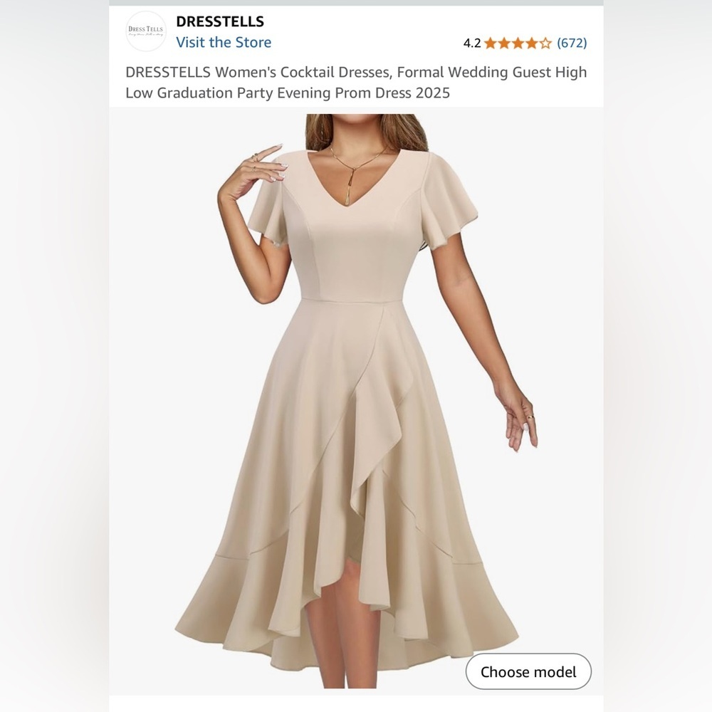 Elegant Tan Ruffle Dress - Picture 4 of 5